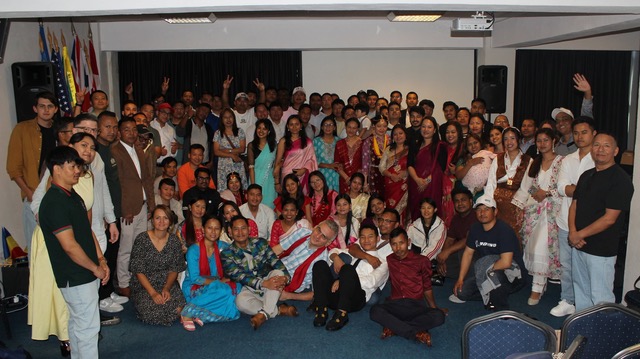 Large group at the Nepalese church six-year anniversary